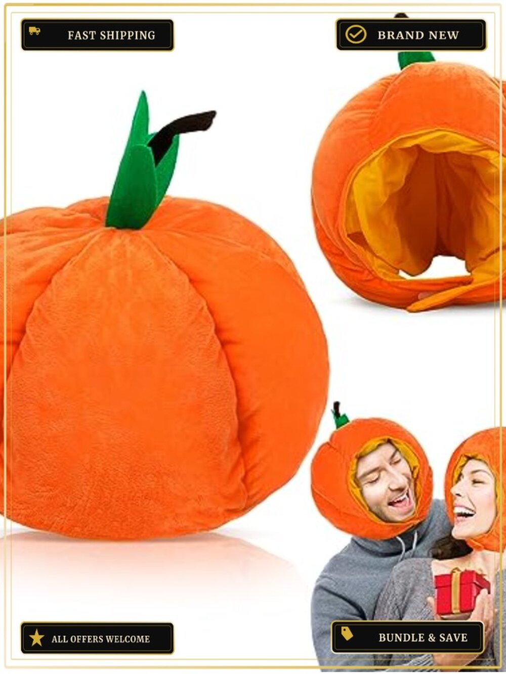 Pumpkin Carrot Pickle Hat Costume 2Pc Polyester Funny Vegetable Cap